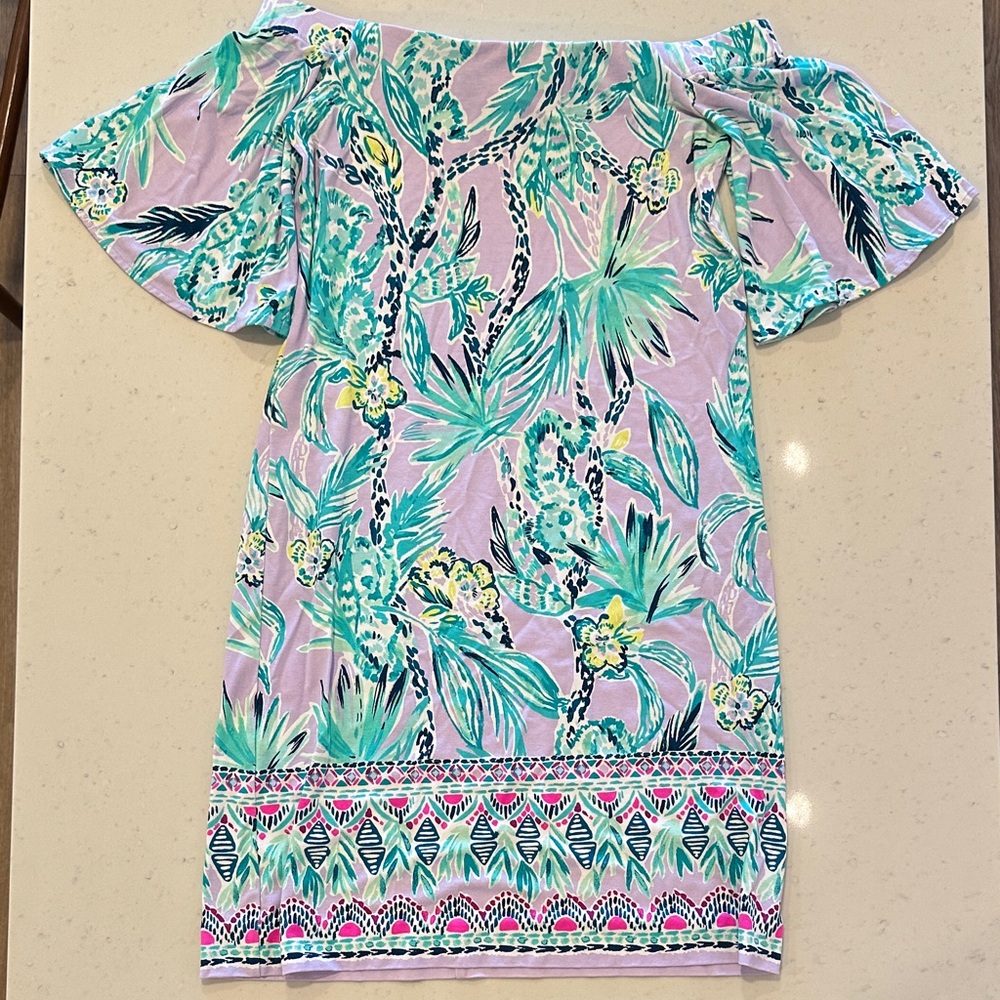 NWOT Lily Pulitzer Off Shoulder Tropical Print Dress XS